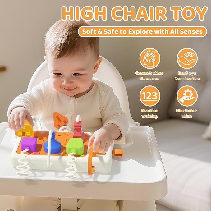 Plug Outlet Busy Board for 1 Year Old, Airplane Car Travel Toys for Baby, Montessori Power Strip Educational Toy with Light & Sounds, Best Gift for Toddlers 1-3