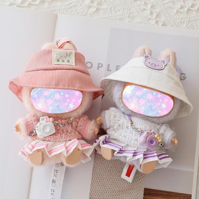 17cm Doll Clothes Set, 5 Pieces Dress Outfit Set for 6.7inch Doll Suit, Fashion Chic Hat & Clothes Accessories for 1st/2nd/3rd Gen Dolls Play & Display Pink