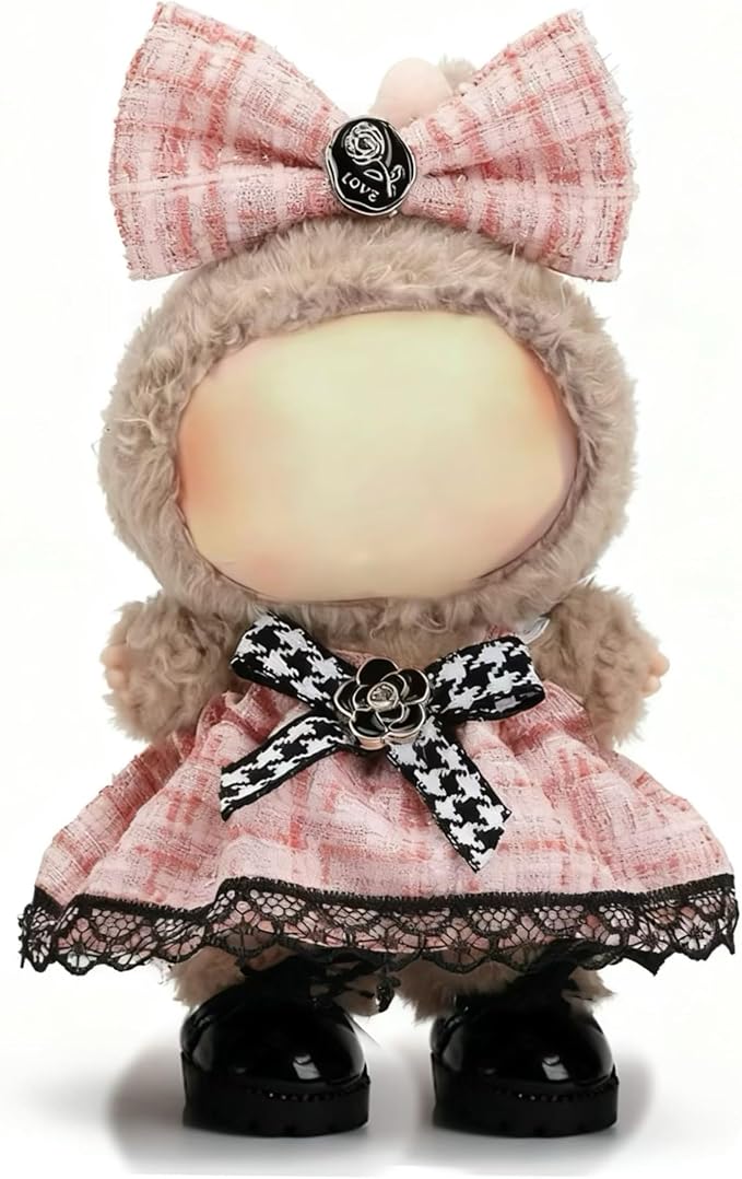 Clothes for LABUBU 17cm Doll (NO Doll)（NO Shoes, Outfit for LABUBU, Dress and Hairpin Set for LABUBU Dress Up, Fashion and Premium Dolls Accessories for LABUBU (Style L)