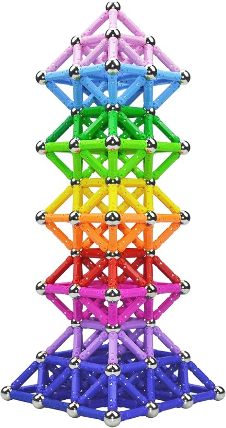 210Pcs Magnetic Building Sticks Blocks, Magnet Educational Toys STEM Toys Learning for Kids, 3D Construction Building Toy with Storage Bag