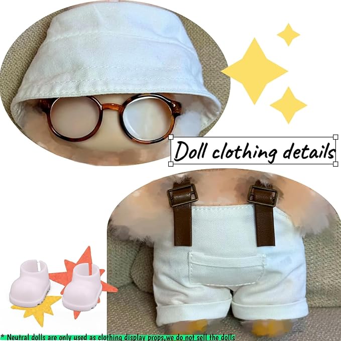 Clothes Set for Labubu 17cm Doll(NO Doll) , Handcrafted Crochet Set Hat & Jumpsuit, Stylish Premium for Labubu Outfit with Accessories, Cute for Dress up Unique Style