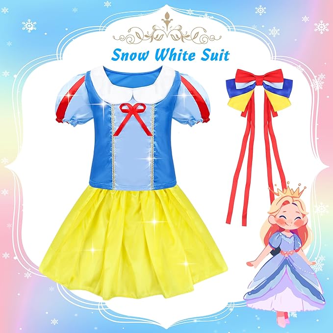 15 Pcs Princess Dress Up Clothes for Little Girl Set, Princess Pretent Play Outfit Toys for Toddler Girls, Cosplay Birthday Party Gifts for Girls Age 3 4 5 6 7 8+ Year Old