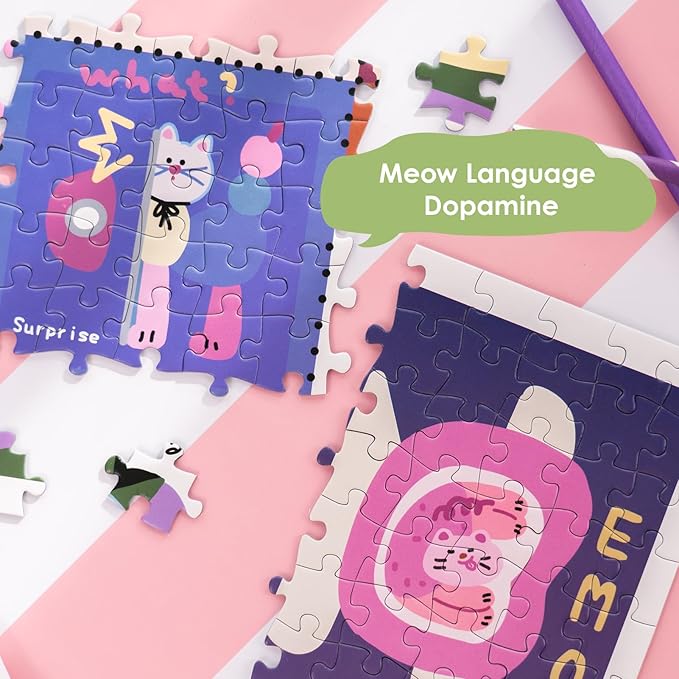 MOMIBOOK Puzzles for Adults 1000 Piece Jigsaw Puzzles of Cat Meow Language Dopamine, Painting Image Difficult Challenging Hard Impossible Puzzle, Funny Toys & Games Christmas Birthday Gifts