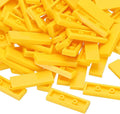 PATIKIL 122 Pcs Flat Blocks Bulk, 1x3 Square Yellow Classic Tiles Smooth Surface Mini Building Blocks Accessories Compatible Bricks Kits for Building Floor Walls Mosaic Pixel Arts