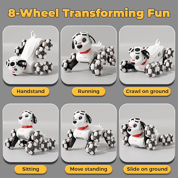 Remote Control Robot Dog Toy, Robot Pet Dog for Kid Boys 8-12, 8WD Gesture Sensing Rc Stunt Car with Light and Music, Toys Birthday Gifts for Boys Age 8,9,10,11,12