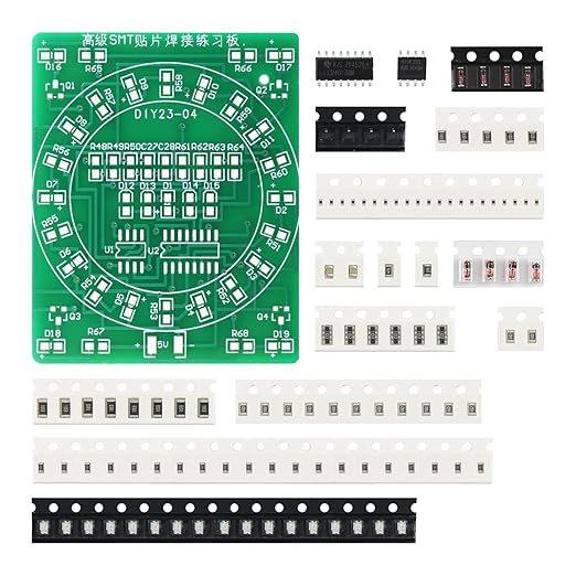 Soldering Practice Kit DIY Green PCB Circulate Flash Red LED SMD SMT Electronics Projects Soldering Kit Simple Welding Skills Learn Soldering Kit for Beginners (02G0402)