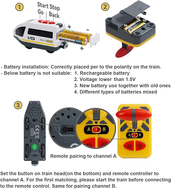 Z MAYABBO Wooden Train Set Accessories Battery Operated Locomotive Trains, Remote Control Train Vehicles for Wood Tracks, Powerful Engine Trains Cars Fits All Major Brands of Railway System