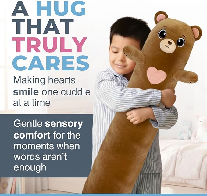 Bear Plush Body Pillow for Kids | Long Stuffed Animal Cuddle Pillow | Soft Hugging Toy | Plushie Gift for Girls & Boys | Long Plush Body Pillow for Sleep & Comfort | Medium, 35 Inches