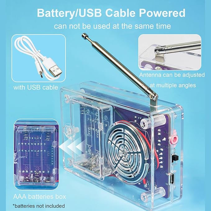 Upgraded RDA5807 Radio Soldering Kit, Solder Project Kit, Portable Radio DIY Electronic Kits, Practice Soldering Kit for Learning and Teaching Solder and Electronic