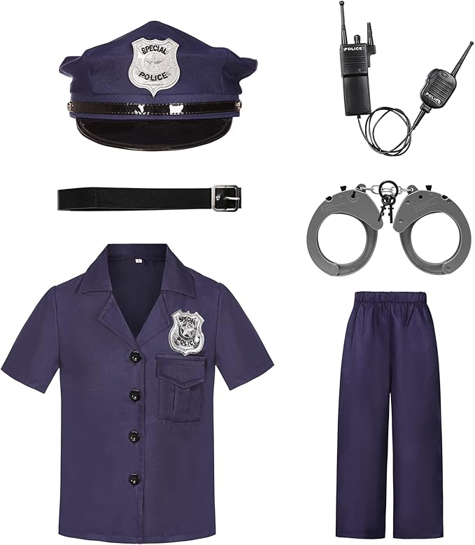 Kids Police Officer Costume for Girls - Cop Dress Up Party and Halloween Gifts