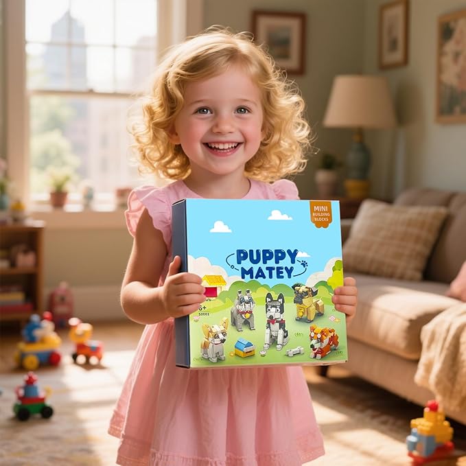 Party Favors Micro Mini Building Blocks 9 Pack Dogs Set,Adorable Dogs Building Toy Set, Party Favors Birthday Gift for Kids (1102PCS)