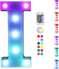 Foaky Colorful LED Letter Lights with Remote,Marquee Light Up Letters Sign for Night Light Wedding/Birthday Party Battery Powered Christmas Lamp Home Bar Decoration(I)