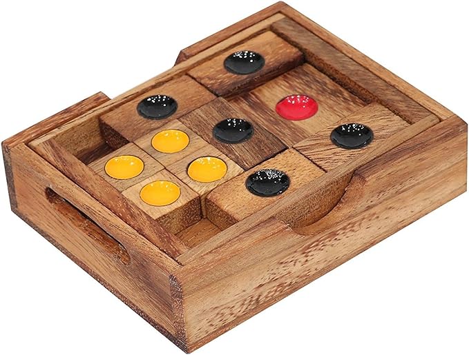 Setting Sun: STEM Sliding Block Puzzle AKA Huarong Dao or Klotski from SiamMandalay with SM Gift Box(Pictured) Improve Critical Logical Thinking with an Eco Friendly Handmade Educational Game
