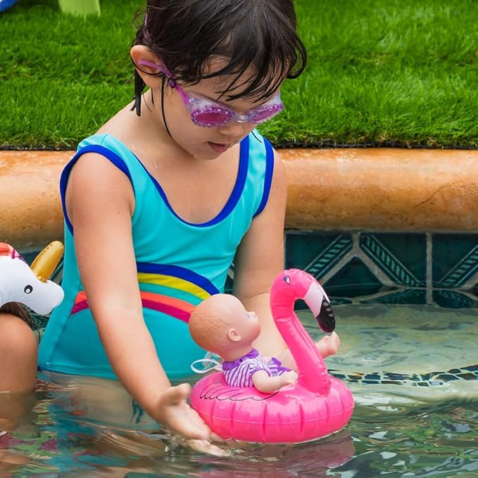 Adora Splash Time Babies Collection, 8.5” Baby Doll with Sweet Baby Smell, Premium QuickDri Vinyl and Machine Washable, Includes Clothes and Accessories, Birthday Gift For Ages 3+ - Fun Flamingo