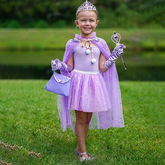 Princess Cape Set for Little Girl, 11PCS Princess Dress Up Clothes Cape Clock with Skirt for Girl 3-8 Birthday Gift