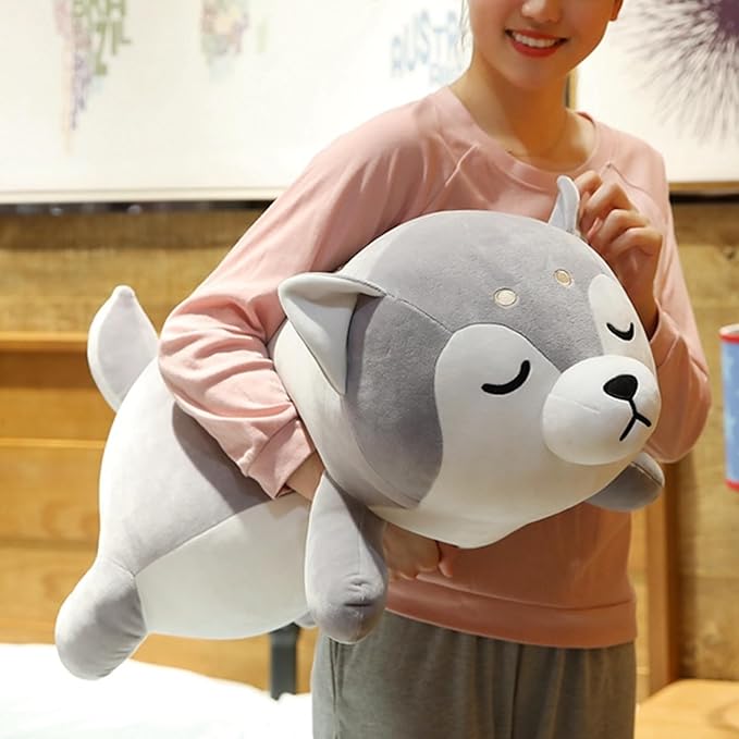 Husky Plush Pillow,Huskie Stuffed Animal Toy Puppy Throw Pillow for Kids and Adults (29.5 inch)