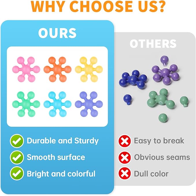 300PCS Interlocking Snowflake Building Block Toy for Kids Ages 3+, Multi-Color Solid Plastic Early Learning Creativity Educational STEM Toy with Carrying Case Safe Material (Macaron Colors)