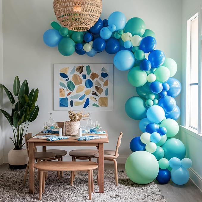Earth Balloons Set, 12inch Blue and Green Balloons, Global Balloon Blue Green Teal World Map Printed Latex Balloon for Travel Theme Space Theme Party Earth Day Decoration Teaching Supplies