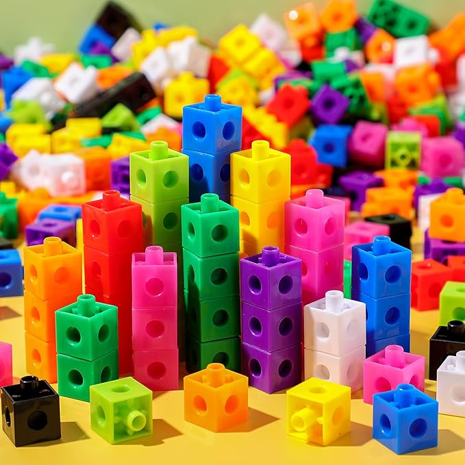 Jenaai 100 Pcs Linking Cubes Plastic Math Cubes Manipulative Counting Blocks STEM Snap Blocks Connecting and Counting for Early Math and Construction, Homeschool Preschool Supplies(Lovely)