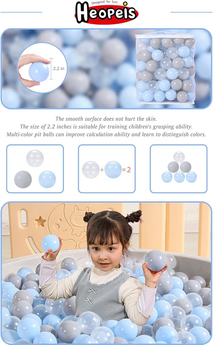 Ball Pit Balls Pack of 100 200 500 - Star and Round Set BPA Free Phthalate Free Non-Toxic Crush Proof Play Balls Soft Plastic Balls for Toddlers Baby Kids Birthday Pool Tent Party