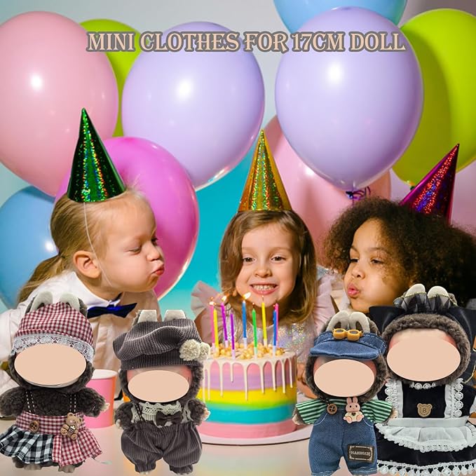 Clothes Set Compatible with 17cm Doll, Hat and Overalls Set for 15cm Doll Accessories Suit, Cute Clothe for Dress up Unique StyleRC34