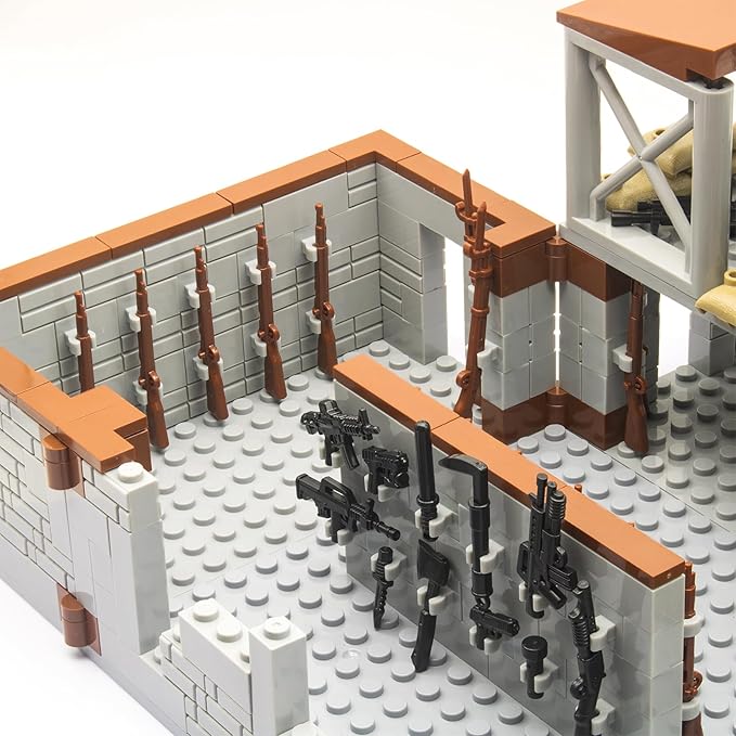 500+ Pcs Military Base Building Brick Sets Include Defence Base Guard Tower for Army Mini Figures, Weapon Pack Accessories Kits Toys, Guns Weapons Building Block Toy for Kids