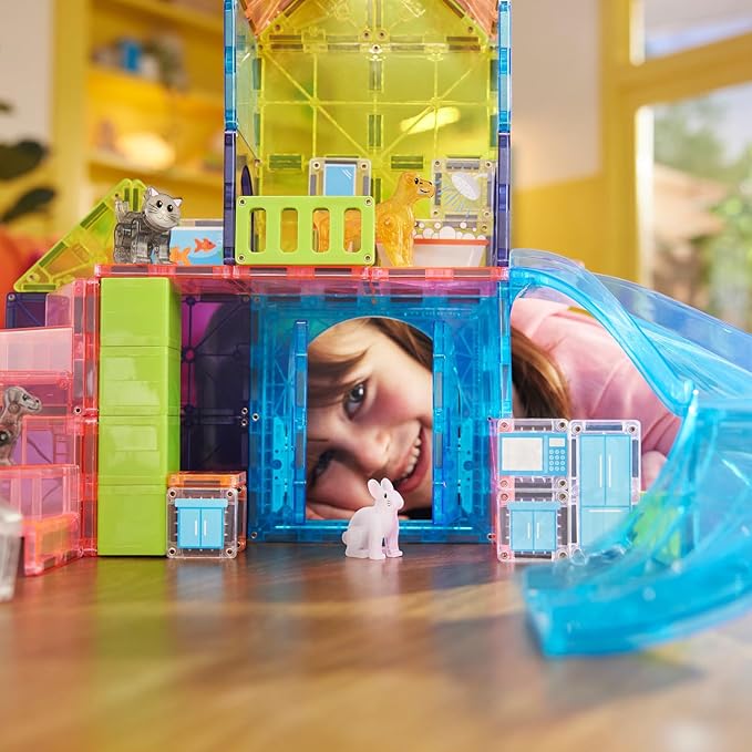 MAGNA-TILES Pet Playhouse 50-Piece Magnetic Construction Set, The Original Magnetic Building Brand