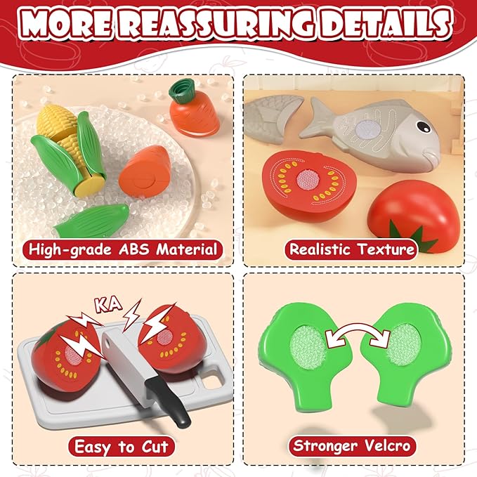Lehoo Castle Play Kitchen Accessories, Play Pots and Pans Sets for Kids Kitchen, Play Food Sets for Kids, Toddler Cooking Set with Utensils, Toy Foods for Toddlers 3-5, Toys for 3+ Years Old Girls