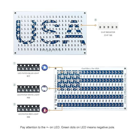 SMD Practice Kit Soldering Skill Training Project,Yidab SMT Electronic Components DIY Kit American Flag 6.8X10.8cm (03XGQ01)