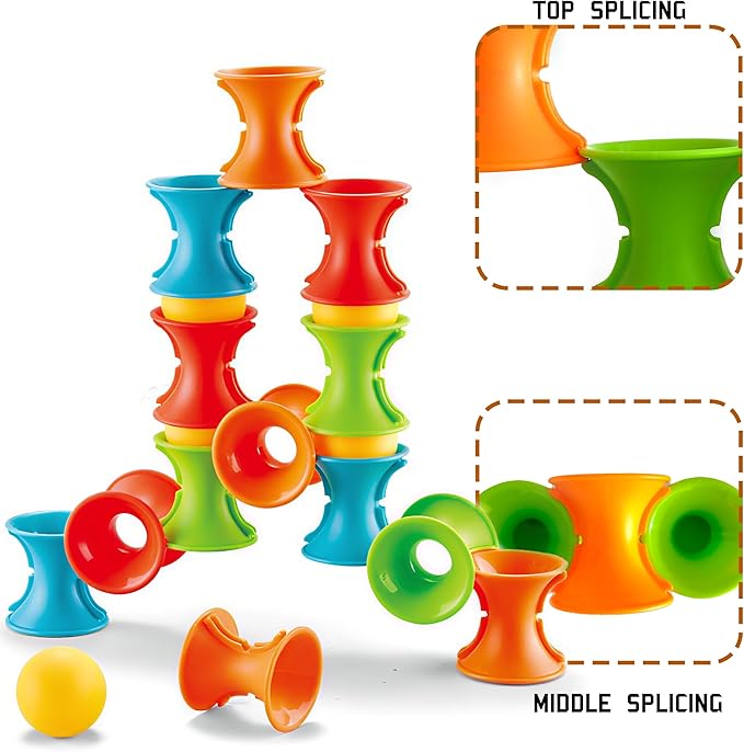 RAINBOW TOYFROG Puzzle Splicing Stacking Circles with Balls - Active Toy for Kids Ages 3+ to Build, Stack, and Toss. Colorful Educational Game for Creative Learning and Social Skills Development