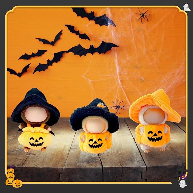 17cm Doll Clothes Set, Halloween Themed Costume, Pumpkin Outfit and Witch Hat for 6.7inch Dolls Suit, Cute Fashion Dress Up Clothes Accessories for 1st/2nd/3rd Gen Doll