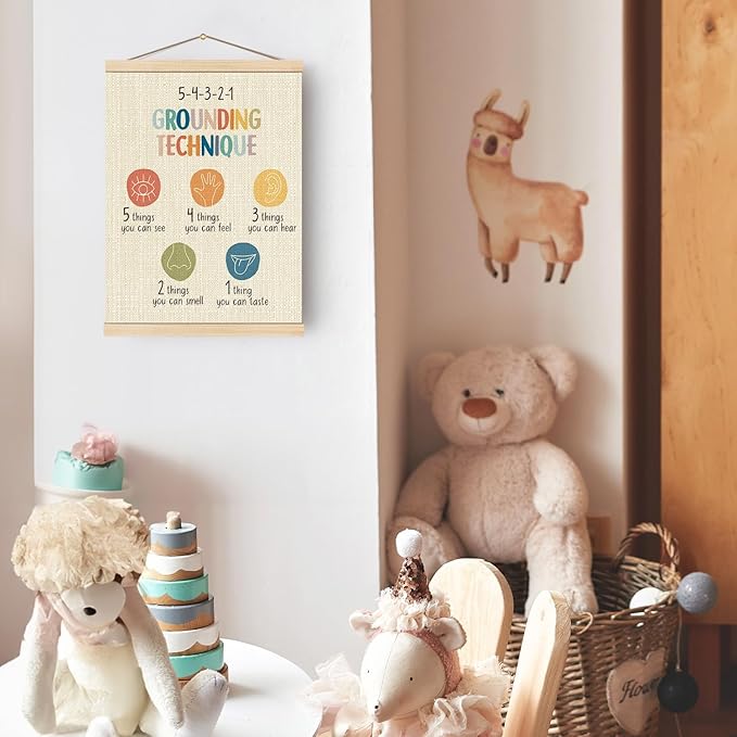 Boat Wades Mental Health Coping Skills Poster Hanger Frame, Grounding Technique Hanging Wall Banner Decor for Classroom Therapy Office School Counselor Office Calming Corner, 12x16 Inch
