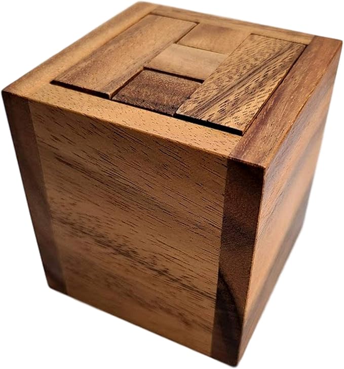 Haselgrove Box Wood Brain Teaser Puzzle - Can You Remove The Pieces?