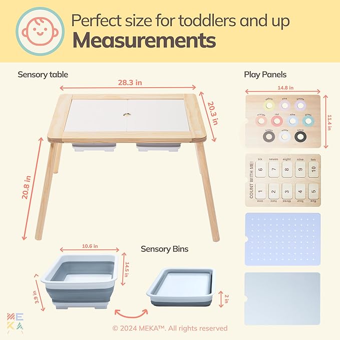 MEKA Sensory Table 6-in-1, Includes 6 Play Panels and 2 Sensory Bins (Lights Sold Separately)