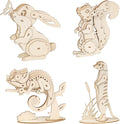 ELX 3D Wooden Animal Puzzles for Kids 6+, 4 Piece Set Animal Models, Wood Building Craft Kits Stem Toys peresents for Kids and Adults