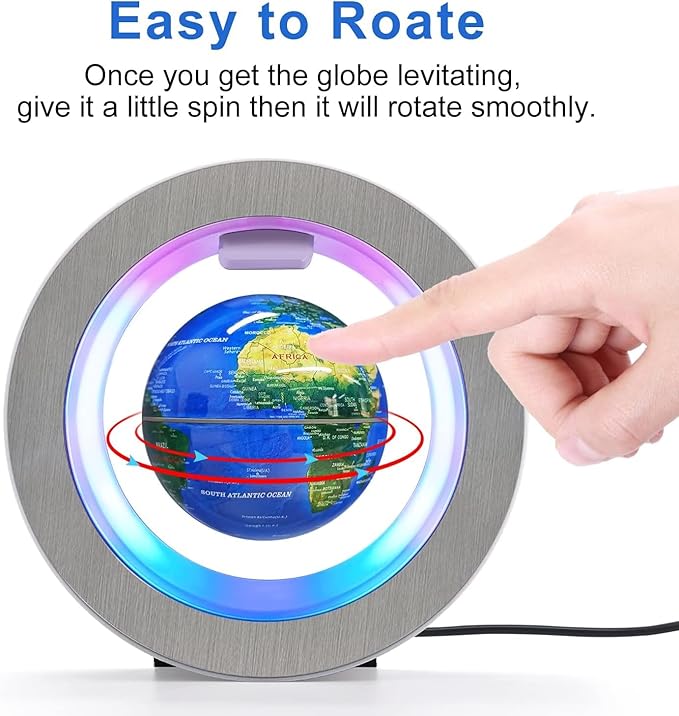 Flagest Magnetic Levitation Floating Globe - Levitating O Shape Globe with LED Lights for Education Home Office Desk Decor - Birthday Holiday Party Gift (4Inches）