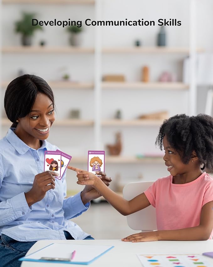 CHEFAN 120 PCS Autism Communication Cards for Speech Delay Non Verbal Children and Adults, Special Needs Visual Aid Language Learning Cue Cards Special Ed Feelings Emotions Flash Cards