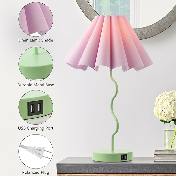 Table Lamps for Bedroom Modern Single Table Lamp for Night Stands Beside Lamps Living Room End Table Lamp (Green)