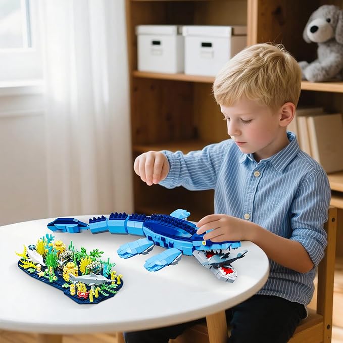 Ocean Mosasaurus Dinosaur Building Set- Compatible with Lego Sets for Boys 8-14, Dino World Park Building, Birthday Gift Set for Boys,Adults (787 Pieces)