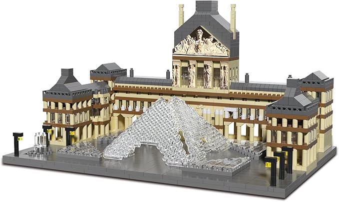 Paris Louvre Museum Building Blocks Iconic Landmark Model Toy for Teens Adults & Collectors 3D Puzzle Set for Educational and Decorative Fun