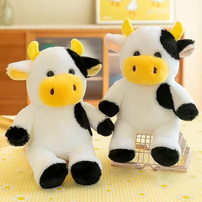 Cow Stuffed Animal Cow Plush Toy 9 inch Gift for Girls Boys Christmas (Yellow bizi Cow)