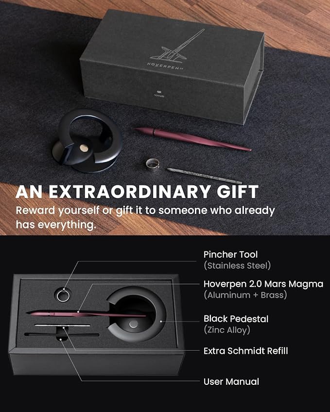 novium Hoverpen Interstellar, Mars Magma, Ballpoint Pen, Unisex, 23.5 Degree Angle, Schmidt Ballpoint Cartridges, Smooth Writing, No Spills, No Spotting, No Explosions