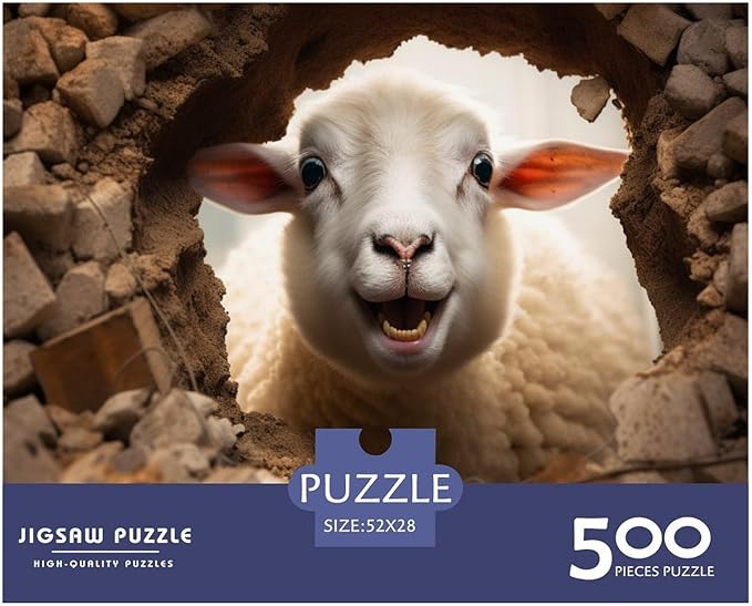 Sheep Thickened Wooden Jigsaw Puzzle for Adults Fun 500 Pieces 3D Animal Home Decoration Stress Relief Education Game Toy Intellectual Game Relaxation and Intelligence 500pcs (52x38cm)