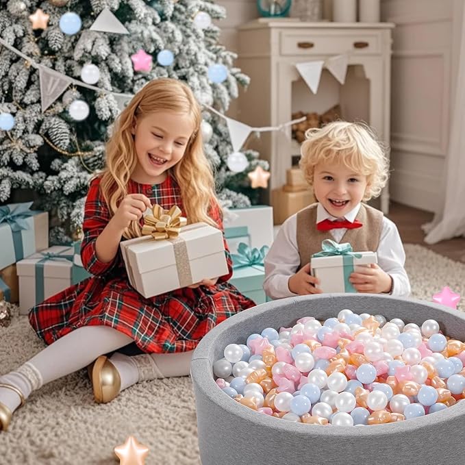 Ball Pit Balls Pack of 100 200 500 - Star and Round Set BPA Free Phthalate Free Non-Toxic Crush Proof Play Balls Soft Plastic Balls for Toddlers Baby Kids Birthday Pool Tent Party