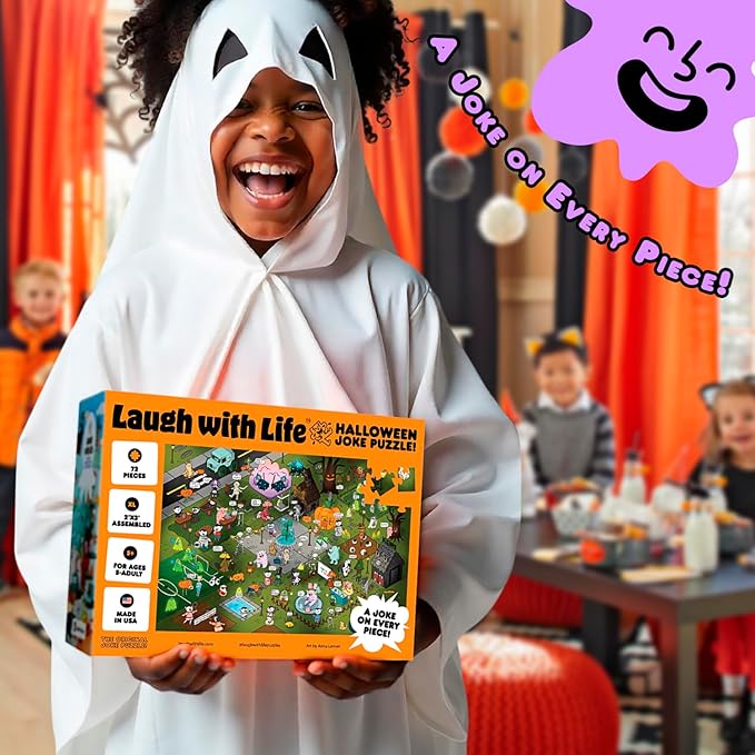 Halloween Joke Puzzle – 72pcs Halloween-Themed Kids Jigsaw Puzzle for Adults, Extra Large Floor Puzzles for Kids Ages 5+, Fun Adult Puzzles & Toddler Educational Toys (24" x 36")