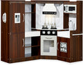 Best Choice Products Pretend Play Corner Kitchen, Ultimate Interactive Wooden Kids Playset w/Lights & Sounds, Ice Maker, Hood - Espresso