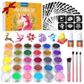 Glitter Tattoo Kit, Bledras 30 Colors Temporary Tattoo Set for Girls, 147 Stencils, 4 Brushes, 2 Glue, Glitter Tattoos for Kids or Adults, for Girls Boys, Carnival Birthday Festival Party