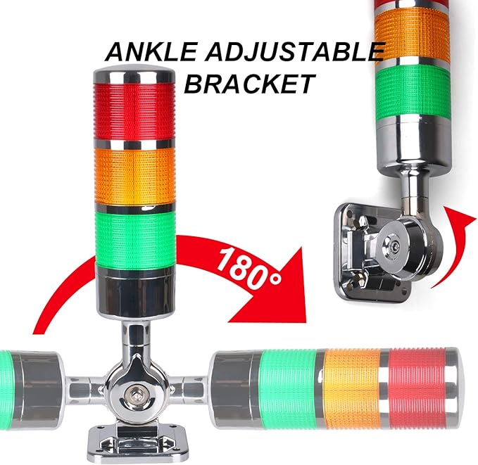 110V to 220V LED Stack Tower Lights, Industrial Warning Lights, Andon Lights, Column Signal Tower Indicator Lamp Beacon, Continuous/Flashing Light Switchable, 3 Layer (Without Buzzer)