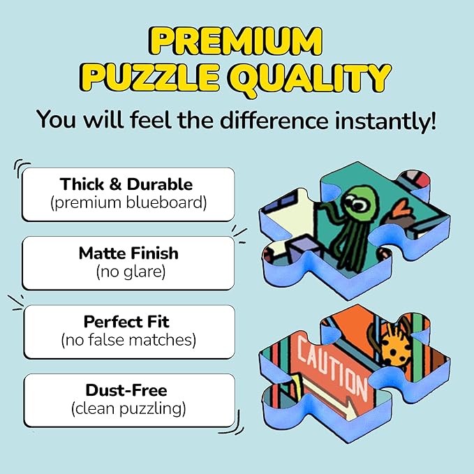 Odd Pieces Jigsaw Puzzles 1000 Pieces - Magic Mystery Story Secret Ending Puzzle - Perfect Game Night for Adults & Kids - Funny Space Cartoon Theme (AstroGastro)