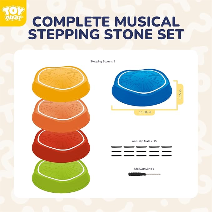 TOY Life 5 Pcs Light Up Musical Balance Stepping Stone for Kids, Indoor Outside Toys for Kids Ages 4-8, Toddler Outdoor Toys, Stepping Stones Game Sensory Balance Toys